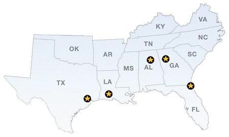 Southern US map